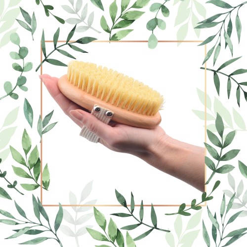 Szczotka do masażu ciała na sucho antycellulitowa drewniana naturalne włosie