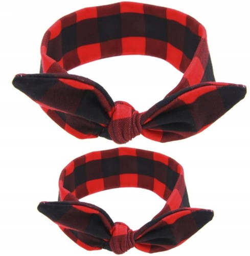 Opaski do włosów pin-up dla mamy i córki matchy matchy 2 szt. w kratkę