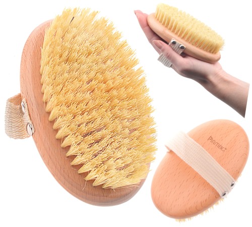 Szczotka do masażu ciała na sucho antycellulitowa drewniana naturalne włosie