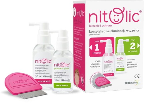 Zestaw ochrona i leczenie przeciw wszom Nitolic spray i grzebień