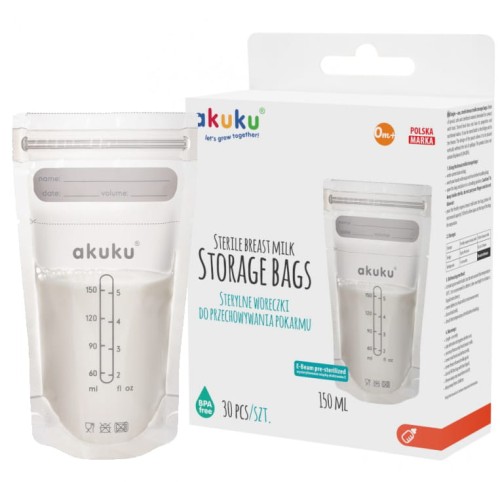 Woreczki torebki do przechowywania pokarmu Akuku 30x150 ml 