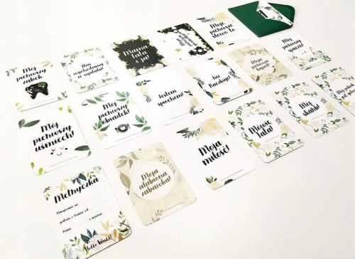 Karty do zdjęć fotografii mój pierwszy rok z życia w kopercie dla niemowlaka