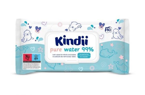 Chusteczki dla dzieci i niemowląt Cleanic Kindii pure water 99% 60 szt
