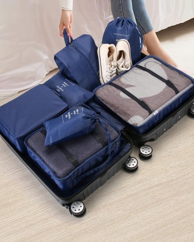 Torby podróżne organizery saszetki do walizki plecaka na ubrania buty pranie bieliznę ładowarki 8 szt