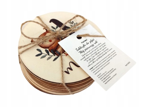 Tabliczki karty do zdjęć drewniane z miesiącami Pierwszy rok życia do sesji na prezent 14 szt