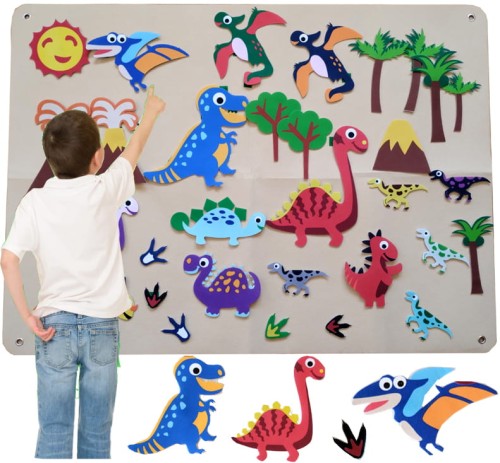 Tablica mata edukacyjna z filcu plansza filcowa dla dzieci montessori dinozaury
