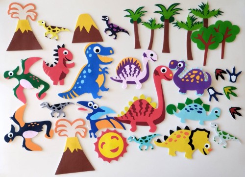 Tablica mata edukacyjna z filcu plansza filcowa dla dzieci montessori dinozaury