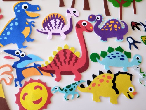 Tablica mata edukacyjna z filcu plansza filcowa dla dzieci montessori dinozaury