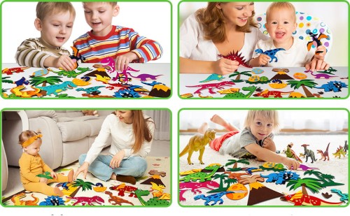 Tablica mata edukacyjna z filcu plansza filcowa dla dzieci montessori dinozaury