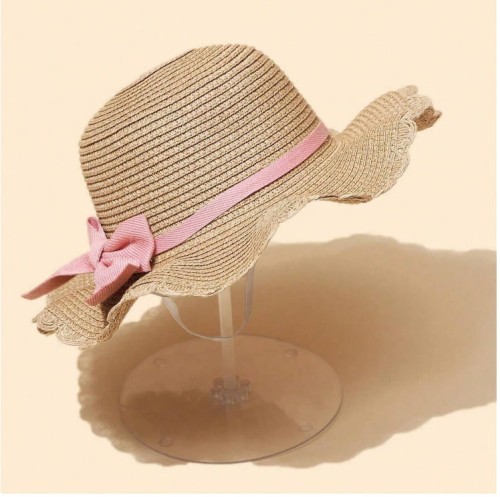 Kapelusz słomkowy letni plażowy na gumce + torebka dla dziewczynki