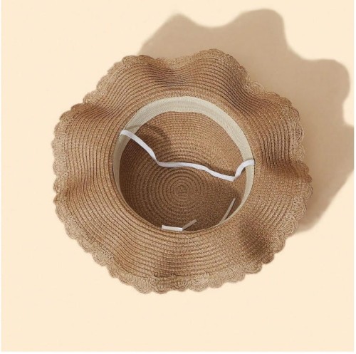 Kapelusz słomkowy letni plażowy na gumce + torebka dla dziewczynki