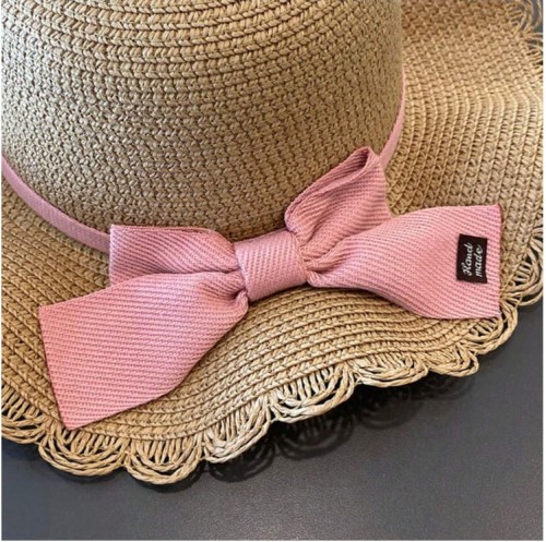 Kapelusz słomkowy letni plażowy na gumce + torebka dla dziewczynki