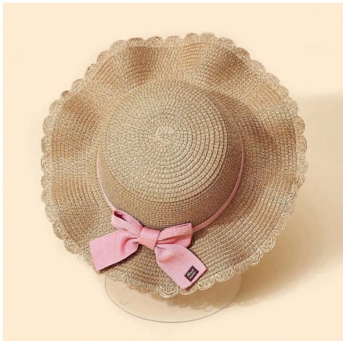 Kapelusz słomkowy letni plażowy na gumce + torebka dla dziewczynki