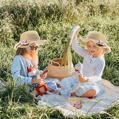 Kapelusz słomkowy letni plażowy na gumce + torebka dla dziewczynki