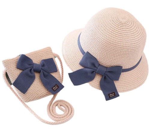Kapelusz słomkowy z torebką letni plażowy na gumce dla dziewczynki