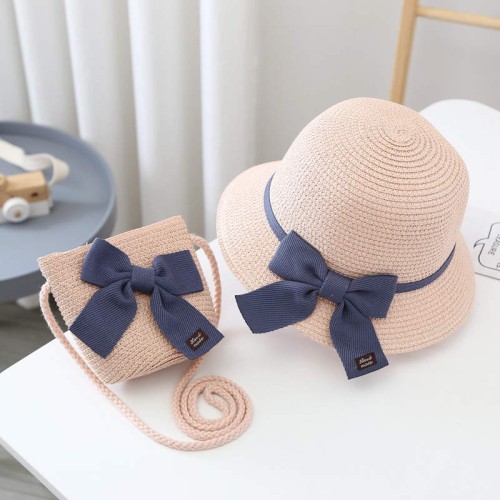 Kapelusz słomkowy z torebką letni plażowy na gumce dla dziewczynki