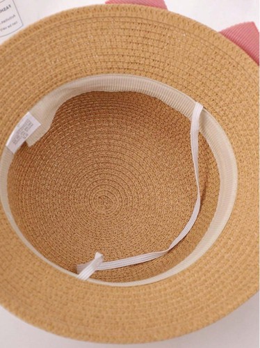 Kapelusz słomkowy letni plażowy na gumce dla dziewczynki