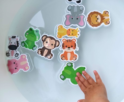 Zabawki do kąpieli puzzle piankowe do wanny z siatką na zabawki kąpielowe