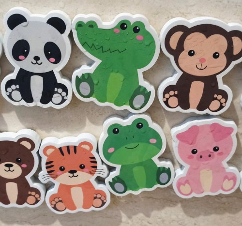 Zabawki do kąpieli puzzle piankowe do wanny z siatką na zabawki kąpielowe