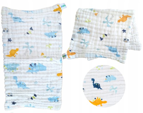 Pielucha pieluszka ulewajka ręcznik bawełniany ręczniczek muślinowy 25 x 50 cm  dinozaury