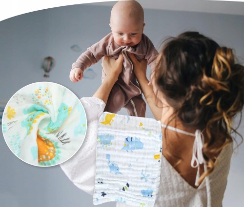 Pielucha pieluszka ulewajka ręcznik bawełniany ręczniczek muślinowy 25 x 50 cm  dinozaury