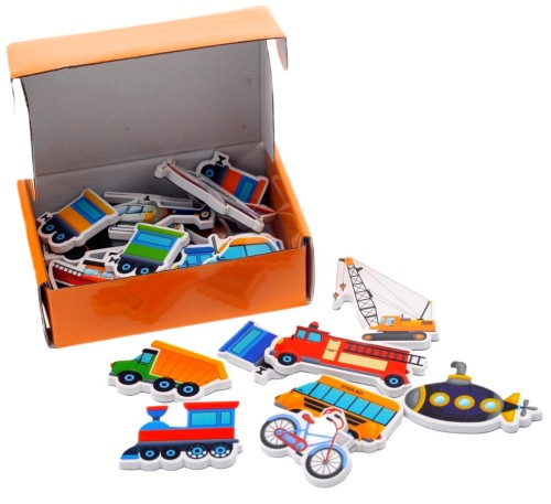 Magnesy na lodówkę dla dzieci piankowe zestaw pojazdy na prezent