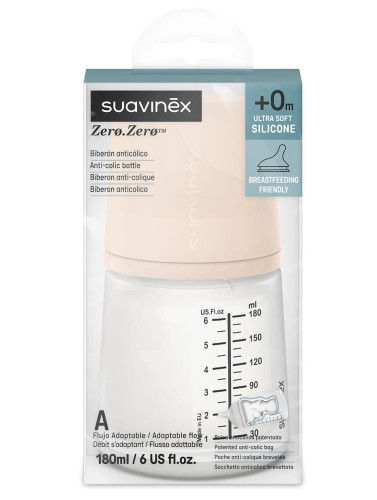Butelka do karmienia o regulowanym przepływie dla niemowlaka Zero Zero 180 ml Suavinex