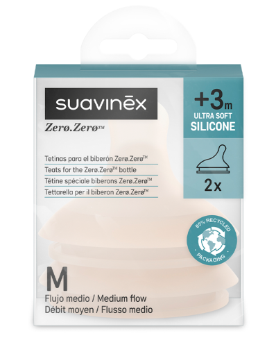 Smoczki o średnim przepływie rozmiar M do butelek Zero Zero 2 szt. Suavinex