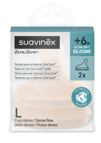 Smoczki o szybkim przepływie rozmiar L do butelek Zero Zero 2 szt. Suavinex 