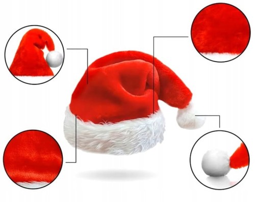Czapka Mikołajowa świąteczna z pomponem dla dziecka na święta L
