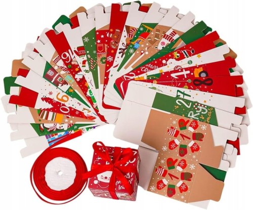 Tasiemka taśma satynowa 22 m do pakowania prezentu dekoracji świątecznych kalendarza adwentowego  