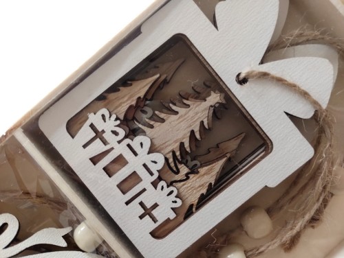 Ozdoby na choinkę bombki zawieszki drewniane choinkowe 9 szt.