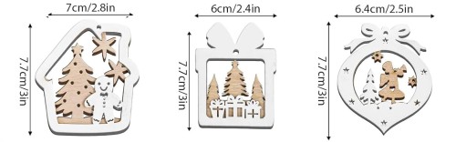 Ozdoby na choinkę bombki zawieszki drewniane choinkowe 9 szt.