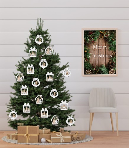 Ozdoby na choinkę bombki zawieszki drewniane choinkowe 9 szt.