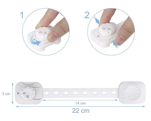 Zabezpieczenie szafek mebli z podwójną blokadą elastyczne regulowane 1 szt