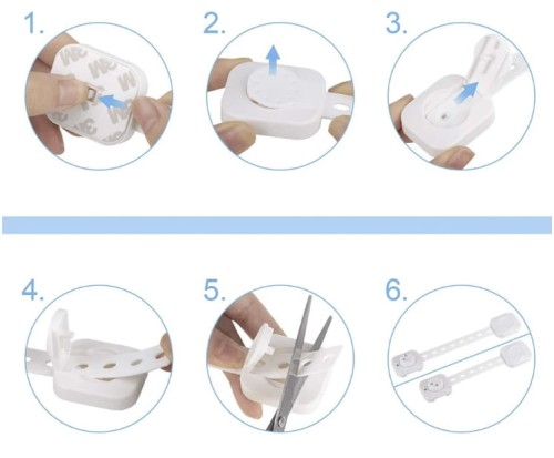 Zabezpieczenie szafek mebli z podwójną blokadą elastyczne regulowane 1 szt