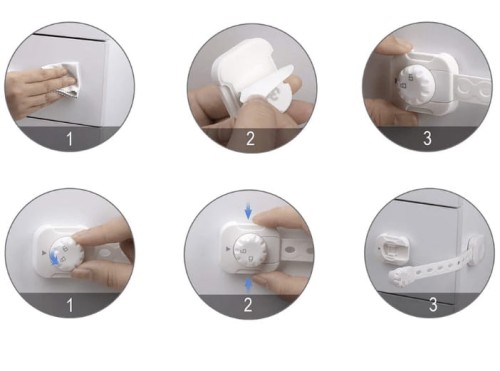 Zabezpieczenie szafek mebli z podwójną blokadą elastyczne regulowane 1 szt