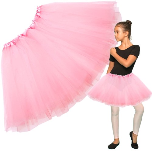 Spódniczka tutu tiulowa rozkloszowana dla dziewczynki jasnoróżowa na występ sesję zdjęciową