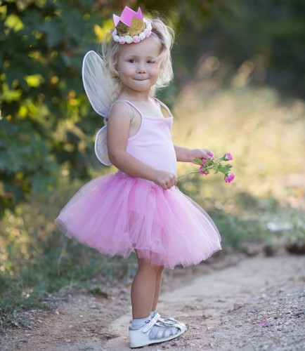 Spódniczka tutu tiulowa rozkloszowana dla dziewczynki jasnoróżowa na występ sesję zdjęciową