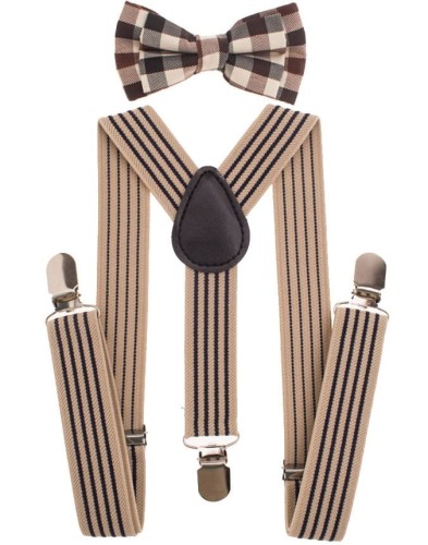 Zestaw muszka i szelki dziecięce komplet na okazję - wzór retro