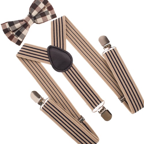 Zestaw muszka i szelki dziecięce komplet na okazję - wzór retro