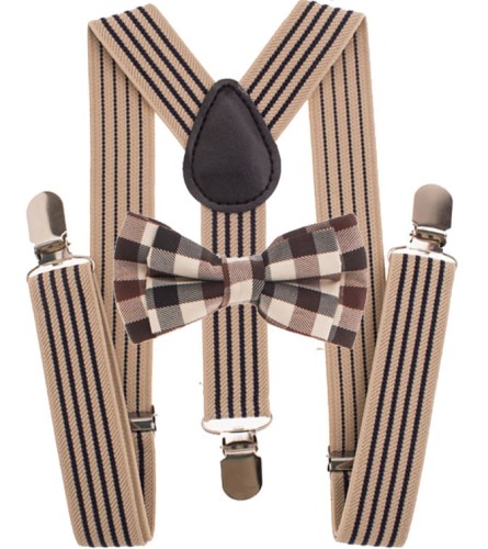 Zestaw muszka i szelki dziecięce komplet na okazję - wzór retro