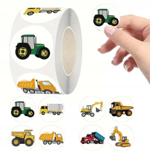 Naklejki motywacyjne dla dzieci 500 szt. na rolce samoprzylepne nagroda pojazdy