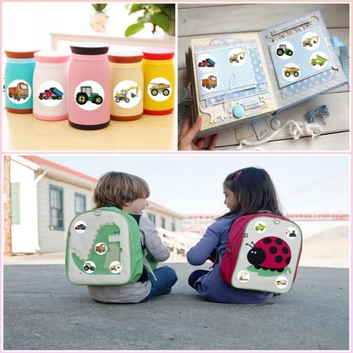 Naklejki motywacyjne dla dzieci 500 szt. na rolce samoprzylepne nagroda pojazdy