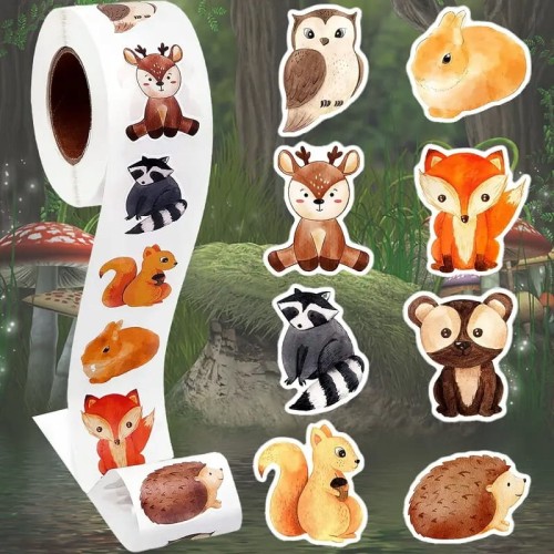 Naklejki motywacyjne dla dzieci 500 szt. na rolce samoprzylepne nagroda zwierzęta