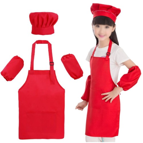 Fartuszek fartuch kucharski kuchenny z czapką i rękawkami czerwony