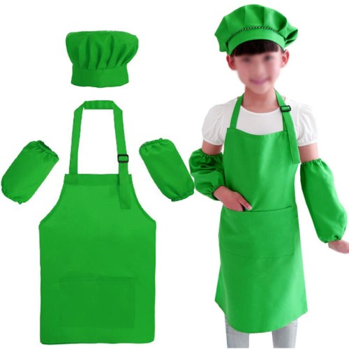 Fartuszek fartuch kucharski kuchenny z czapką i rękawkami dla dziecka zielony