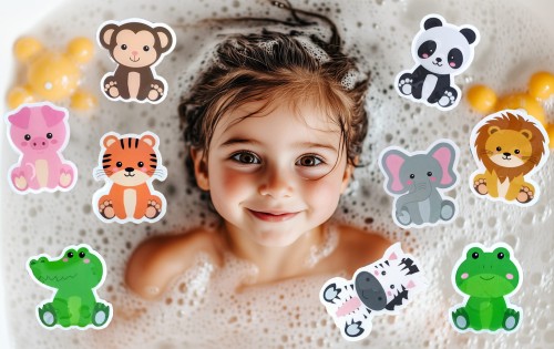 Zabawki do kąpieli puzzle piankowe do wanny z siatką na zabawki kąpielowe