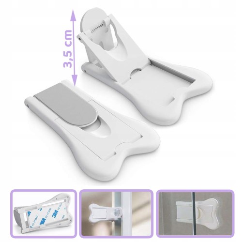 Blokada zabezpieczenie drzwi przesuwnych szaf przed dziećmi zwierzętami 2 szt