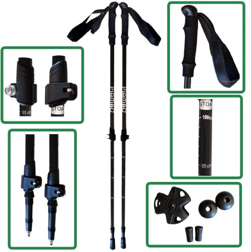 Kijki dla dzieci do nordic walking chodzenia w góry trekkingowe  – lekkie aluminiowe 95–145 cm